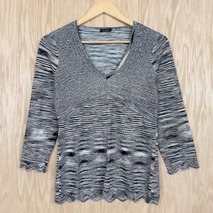 MAGASCHONI V-Neck Scalloped Hem Silk Top